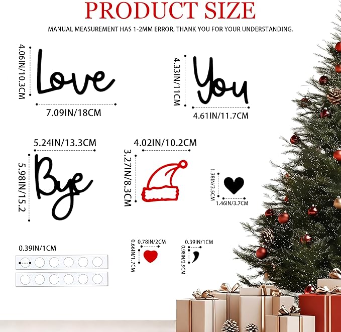 Christmas Love You Bye Wood Sign,Above Door Topper Decoration with Santa Hat,Cute Xmas Sign for Window Wall Express Love&Warm for Your Family Lover,Hallway Entryway Mantle Farmhouse Holiday Home Decor