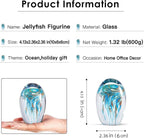 EUSTUMA Hand Blown Glass Jellyfish Figurine Ornament,Sea Animal Ornament for Fish Tank Aquarium,Sea Animals Collection for Birthday Gift,Office Glass Paperweight for Desk.