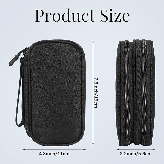 Travel Electronics Pouch Bag, Black Electronics Accessories Organizer Bag, Travel Cable Organizer Pouch for Charger Cord Phone Earphone Mouse