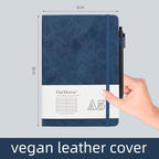 OnMove Notebooks Journal for Women Men 12 Pack Bulk Leather Hardcover with Pen Holder A5 160 Pages 100 GSM Thick Paper for Work School Lined Navy Blue