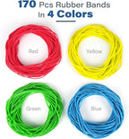 LotFancy Large Rubber Bands, 170 Pcs Size #117B 7×1/8” Heavy Duty Long Rubber Bands for Trash Can File Folders Office Supplies, Assorted Color