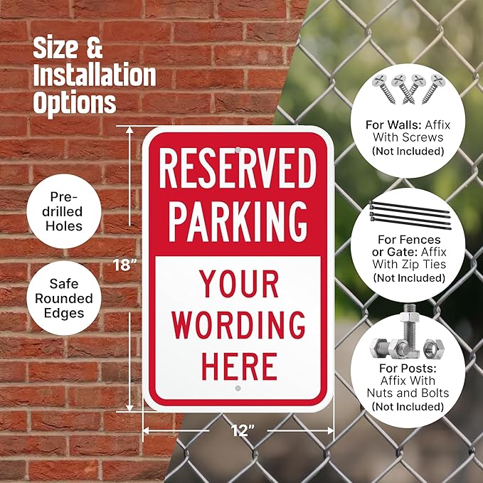 SmartSign Custom Reserved Parking Sign - 12"x18" Laminated Aluminum, 63 mil thick Custom Metal Signs for Parking Lots, Business, Outdoors, USA-Made, 100+ Years of Sign Expertise
