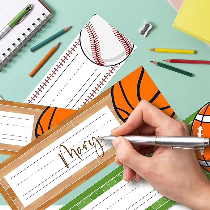 30 Name Tags for Classroom Cubbies, 3x9 in All-Star Sports Name Plates for Desks, Classroom Must Haves for Teachers Elementary - A11
