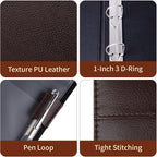 Antner 3 Ring Personal Check Binder for 3-on-a-Page End-Stub Deskbook & Personal 3 Holes or 9 Holes Small Size Checks, PU Leather Check Holder Checkbook Binder Cover with Zipper Pouch, Coffee