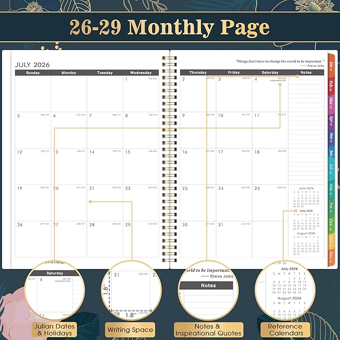 2026-2029 Monthly Planner/Calendar - 3 Year Monthly Planner 2026-2029, July 2026 - June 2029, 9'' x 11'', 36 Colorful Months Tabs, Pocket, Note Pages, Holidays, Twin-wire Binding