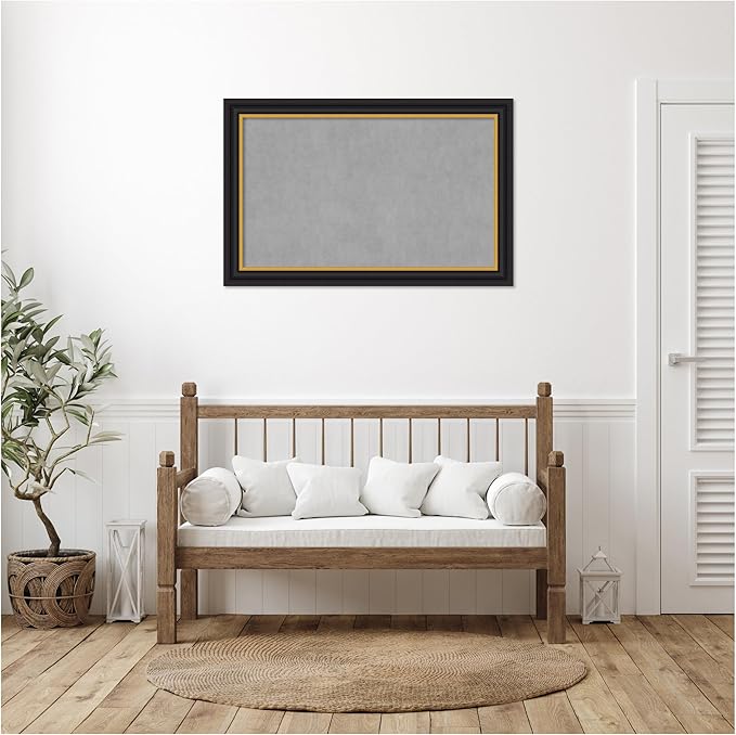Amanti Art Black Framed Magnetic Board 30x46 Large Vision Board for use with Magnets, 100% Metal Sheet to Display Items as Office Decor or for Home Organization in mudroom, Kitchen or Kids Room