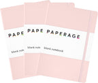 PAPERAGE Lined Journal Notebook, 3 Pack, (Blush), 160 Pages, Medium 5.6 in x 8 in - 100 GSM Thick Paper – Hardcover Journaling Notebook for Work, School & Note Taking