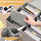 Erogeen Decorative Photo Storage Box with lid 4x6, 8 Inner Photo Organizer with Dividers, Memory Storage Box for Pictures, Stamps, Keepsakes (Gray)