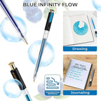 ZSCM Retractable Glitter Gel Pens, 12 Colors Large Capacity Blue Glitter Metallic Gel Ink Pen, 1 mm Fine Point Smooth Writing Color Pens for Adult Coloring Book Note Taking Aesthetic Art Supplies