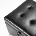 Asense 17 Inch Storage Ottoman Foot Rest,Square Faux Leather Foot Stool,Small Ottoman with Storage,Padded Seat for Entryway,Living Room,Bedroom,Couch,Under Desk,Black