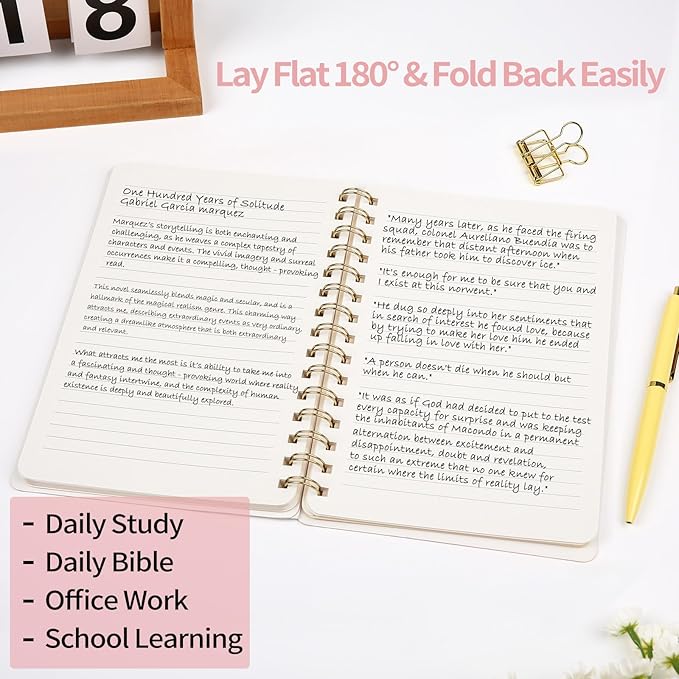 Oneirom Spiral Notebook-6.10" x 8.19" College Ruled Journal with Inner Pockets and 160 Pages,PU Leather Cover Business Journal, Twin-Wire Binding Notebook Perfect for Office & Home School Supplies