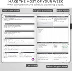 Clever Fox Planner Large – Undated Weekly & Monthly Planner for Productivity, Time Management & Goals – Organizer Journal – 7x10” (Black)