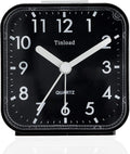Tinload Small Battery Operated Analog Travel Alarm Clock Silent Non Ticking, Gentle Wake, Ascending Beep Sounds, Snooze,Lighted on Demand, Easy Set