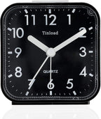 Tinload Small Battery Operated Analog Travel Alarm Clock Silent Non Ticking, Gentle Wake, Ascending Beep Sounds, Snooze,Lighted on Demand, Easy Set