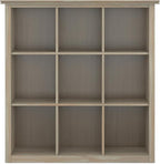 SIMPLIHOME Artisan Bookcase - 43 inch Tall 9-Cube Solid Wood Cube Organizer in Distressed Grey, Transitional Storage Bookcase for Living Room, Study Room or Office with Fixed Shelves and Tapered Legs