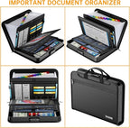 DocSafe Accordion File Organizer with Combination Lock,Fireproof Water Resistant Expanding File Folder with Multi Pockets,Document Organizer Home Office Travel Safe Storage for Letter Size Files,Black
