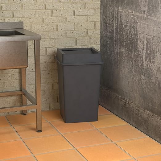 Krollen Industrial 35 Gallon Grey Square Commercial Trash Can with Lid