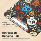 Luminzo Plastic Cute Clipboard Low-Profile Metal Clip, A4 Letter Size 9 x 12.5 in, 8.5 x 11 Paper Clip Board for Teachers, Nurses, Classroom,Cute Skulls