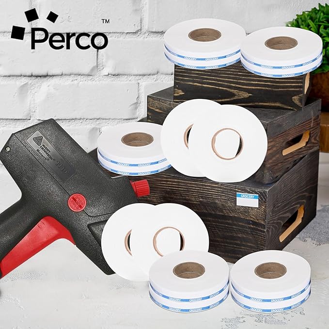 Perco Blue Reverse Print on White Grocery Labels to fit Monarch 1110 Price Gun, 16 Rolls - 17,000 Labels