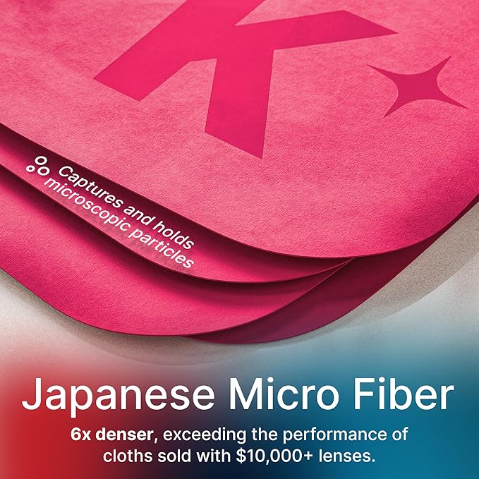 Koala Lens Cleaning Cloth | Japanese Microfiber | Glasses Cleaning Cloths | Eyeglass Lens Cleaner | Eyeglasses, Camera, VR/AR Headset, and Screen Cleaner | Pink & Orange (Pack of 3)