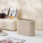 Natural Travertine Textures Mini Trash Can, Small Counter Rectangle Trash Can for Bathroom Kitchen Table Desk, Tiny Waste Basket for Vanity - Silicone Pad Anti Scratch, Non-Slip (Made of Resin)