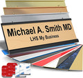 Custom Name Plate with Choice of Mounting for Walls, Doors, Cubicles, Hanging and More - Personalized Cashew Plastic Black Letters - USA Made 2x12 - N6