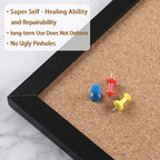 FEBSNOW Cork Board Bulletin Board 15.7 x 12 Inches with Rectangle Black Frame Hanging Pin for Office Home Message Board or Vision Board Decoration