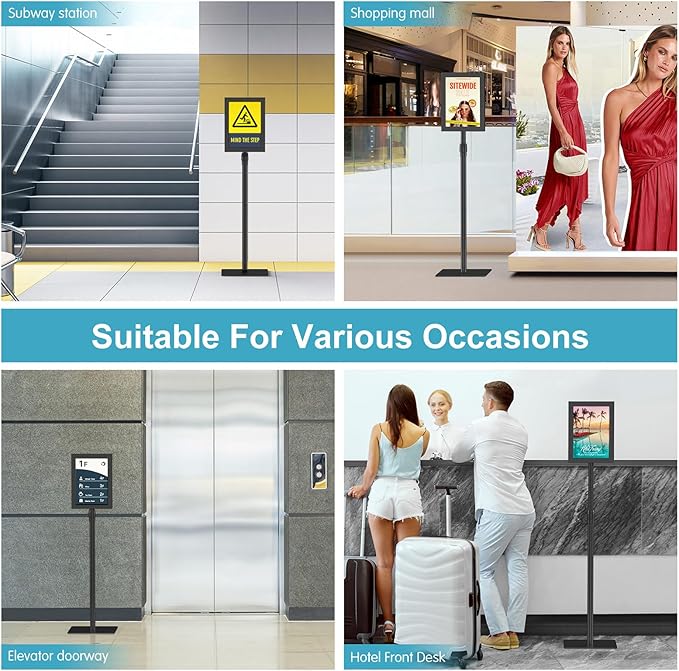 Relx Adjustable Outdoor Sign Holder Stand for Display - Floor Sign Stand with Base for Business Retail Events 8.5x11 inches