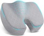 TushGuard Office/Car Seat Cushion, Non-Slip Sciatica & Back Coccyx Tailbone Pain Relief Chair Pad, Memory Foam Butt Pillow for Computer Desk, Wheelchair, Driving (Light Grey, X-Large)