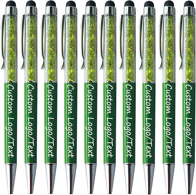 Yucold Customized Pens with Name/Logo - Touch Screen Stylus Ballpoint Pen, Perfect for Weddings, Business & Personalized Gifts (Military Green,30)