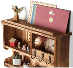 Mutsault Key Holder for Wall, Mail and Key Holder for Home Decor, Key and Mail Holder for Wall with Key Hooks, Brown