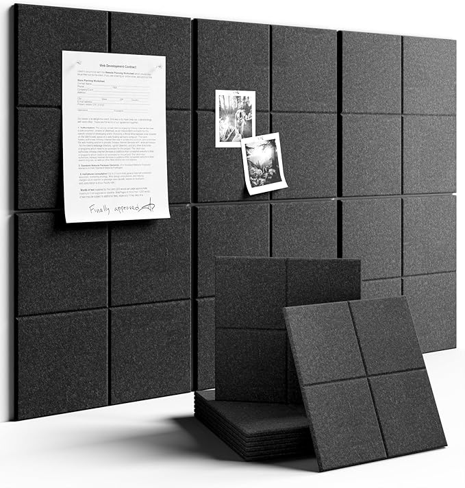 Fluxynara Large Felt Bulletin Board 36" x 24"Cork Board Alternative-6 Pack with 40 Safe Removable Adhesive Tabs, Cork Boards for Walls Cork Board for Home Office Classroom Pin Board-Charcoal Gray