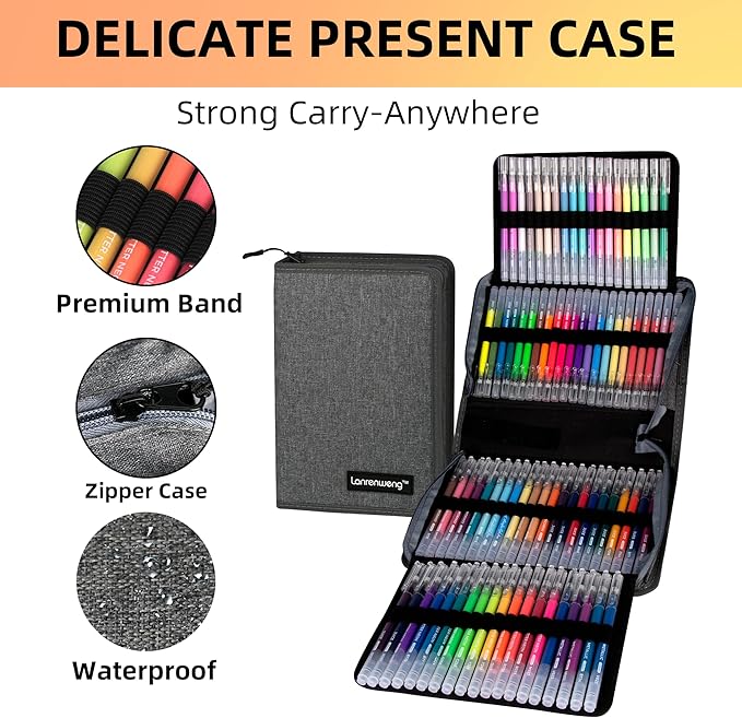 120 Color Gel Pens for Adult Coloring Books,1.0mm Bullet Tip Acrylic Gel Pens,Glitter Colored Gel Pens Set,Large Capacity Artist Maker Pens for Drawing Doodling Journaling, Art Supplies and DIY Crafts