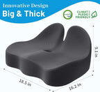 CushZone Seat Cushion, Memory Foam Office Chair Cushions, Ergonomic Curved Design for Sciatica, Tailbone, Coccyx, Seat Support for Car, Desk Chair, Wheelchair, Enhances Long Sitting Comfort (Grey)