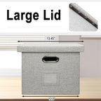 File Organizer Box, Collapsible Storage Filling Collectior with Lid for Letter Legal Size Hanging Folders Decorative Linen File Folder Box Document Storage Filing Bin, Beige 2 Pack