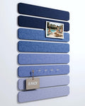 Fluxynara Cork Board Alternative Felt Strip Board 8-Pack 13"x2", Office Pin Board with 50 Push Pins, Adhesive Install for Bedroom Door & Home Office(Denim Mist)
