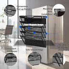 LQPAFZ 5-Tier Magnetic File Holder, No Drilling Installation File Cabinet Organizer, Black Magnetic File Organizer, Magazine Rack, Magnetic Paper Holder for Refrigerator, File Cabinets, Whiteboard