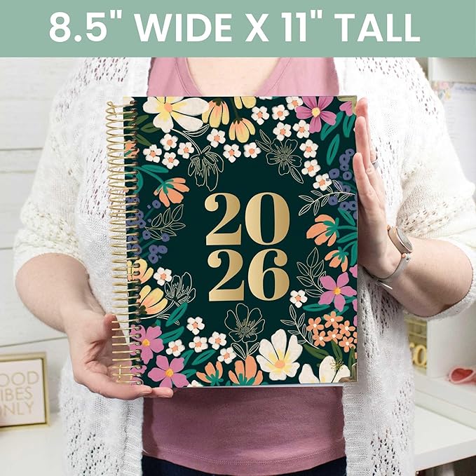 bloom daily planners HARDCOVER 2026 Planner (January to December) - 8.5” x 11” Weekly & Monthly Dated Agenda Organizer Book with Stickers & Tabs - Blooming Wildly