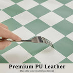 Ohocut Checkered Desk Mat, Large Cute Aesthetic Retro PU Leather Computer Laptop Desk Mat, Non-Slip Waterproof Mouse Keyboard Pad, Desk Writing Mat for Work/Home (Sage, 31.5" x 15.7")