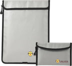 2 Pcs Fireproof Waterproof Document Bag(2000℉) – Fire & Waterproof Money Pouchfor for Cash w/Zipper – Safe Storage for A4/A5 Documents Holder, File, Cash, Jewelry, Passport, Tablet, Laptop