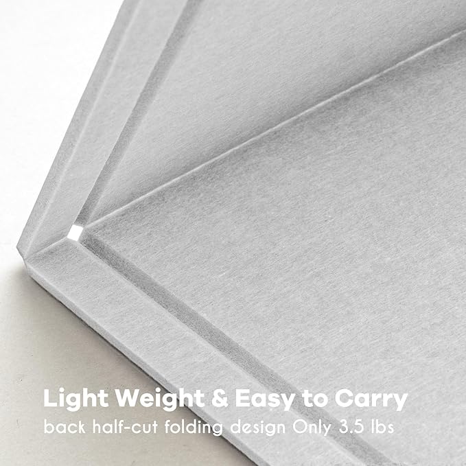 Large Bulletin Board - 60 x 36 Inches, Decorative Felt Pin Board for Wall - 5' x 3' Foldable Photo Display Board with Self-Adhesive Tape, Includes 20 Push Pins - Light Gray