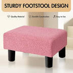 BRIAN & DANY Small Foot Stool Ottoman, Footstool with Legs, Teddy Velvet Foot Rest for Living Room, Bedroom and Office, Hot Pink
