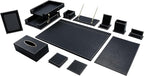 RitPin Desk Set, 11-Piece All-in-One – Executive Desk Accessories & Office Supplies, Leather Desk Organizer with Desk Pad & Blotter, 2-Tier Letter Tray, Luxury Office Desk Decor & Boss Gifts (Black)