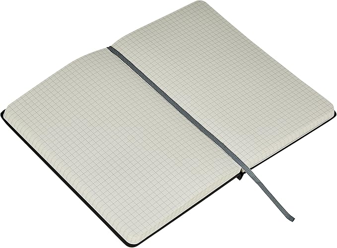 Amazon Basics Classic Grid Notebook, Graph Ruled, 240 Pages, Black, Hardcover, 5 x 8.25-Inch