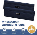 SPRING SEAON Wheelchair Armrest Covers (Pair) - Suede Velvet Memory Foam Accessories Pads for Wheelchair Arm Rest, Office Transport Chairs, Soft Support Cushion for Mobility Aids(Navy Blue)