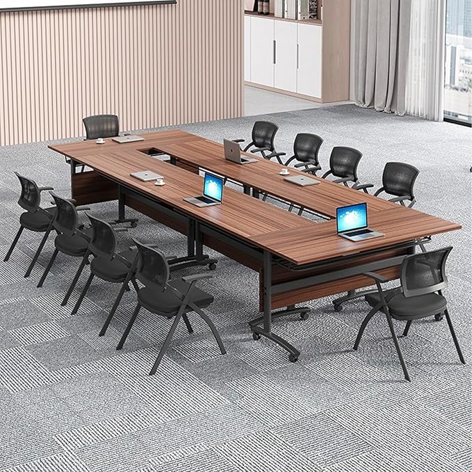 Conference Room Table,Flip Top Conference Table The Folding Conference Table with Silent Wheels is Convenient and Fast,Mobile Training Table (4pack 180 * 60 * 75)