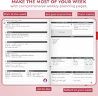 Clever Fox Planner Large – Undated Weekly & Monthly Planner for Productivity, Time Management & Goals – Organizer Journal – 7x10” (Red)
