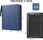 GEAoffice Top Loader Binder Holds 324 Cards, Side Loading 9 Pocket Card Binder for Toploader 3"×4" Rigid, Premium Archival Safe Card Collection Binder Holder for MTG, TCG, Sports Cards, Blue