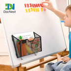 Docnest 3 Pack Magnetic Wall Mounted File Holders,Mesh Letter Organizer with Hooks, Magnetic Hanging Mail Paper Document Organizer for Office, Home, School, Black