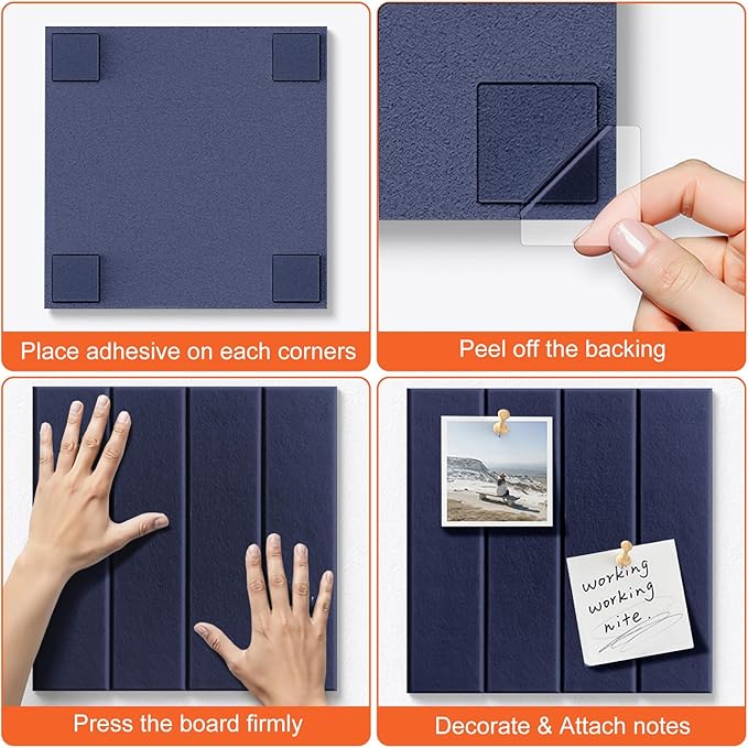 Cork Boards for Walls 48" x 36" Felt Board Alternative, 12 Pack Felt Wall Tiles Bulletin Board, Large Cork Board for Office Pin Board Tack Board Cork Boards